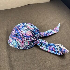 Classy Turbans Juliet Blue Pink Paisley Floral Pre-Tied Head Scarf Turban Wrap